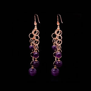 Rose Gold Vermeil & Amethyst & Drop Earrings
