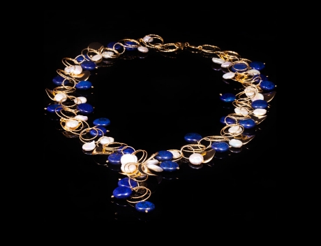 Designer Gemstone Jewellery, Exclusive Gold Lapis Necklace Jewel by Luisa Della Salda
