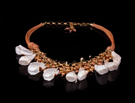 Gold Vermeil & Brown Pearl & Shell & Short Necklace