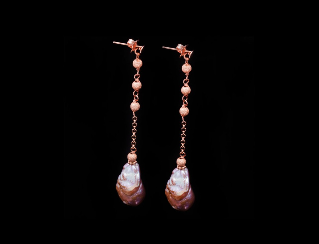 Del Lago Pink Gold Pearl Drop Earrings