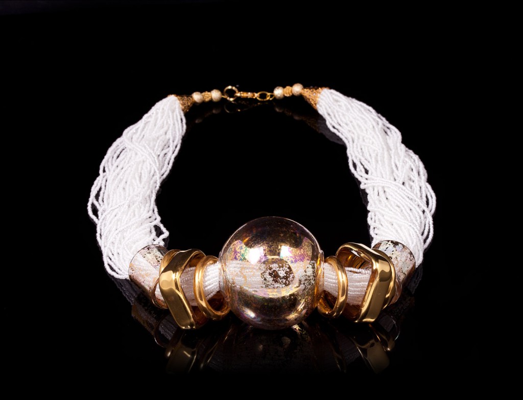 Carnevale Snowy Braid Murano Necklace